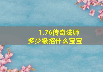 1.76传奇法师多少级招什么宝宝