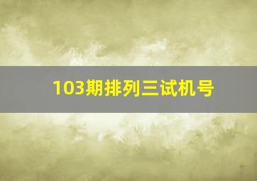 103期排列三试机号