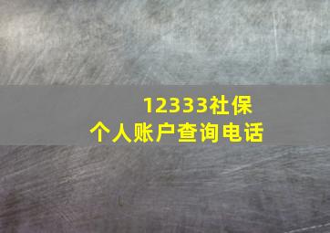 12333社保个人账户查询电话