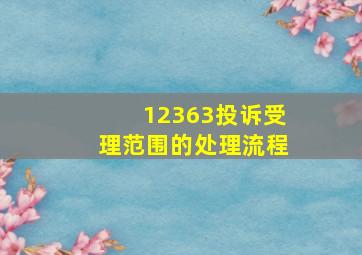 12363投诉受理范围的处理流程