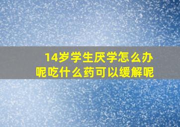 14岁学生厌学怎么办呢吃什么药可以缓解呢