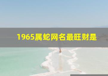 1965属蛇网名最旺财是