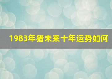 1983年猪未来十年运势如何