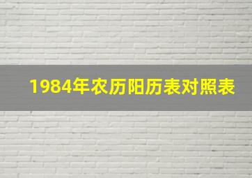 1984年农历阳历表对照表