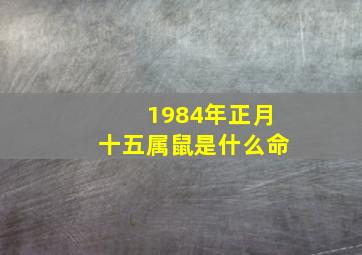 1984年正月十五属鼠是什么命