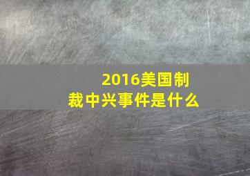 2016美国制裁中兴事件是什么