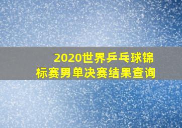 2020世界乒乓球锦标赛男单决赛结果查询