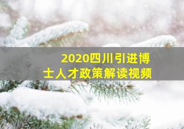 2020四川引进博士人才政策解读视频