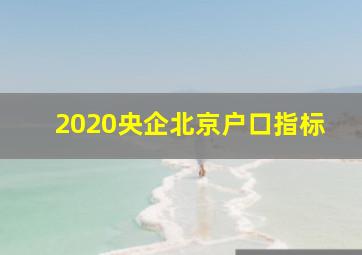 2020央企北京户口指标