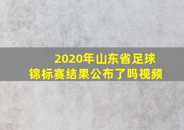 2020年山东省足球锦标赛结果公布了吗视频