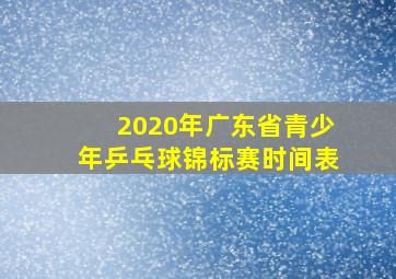 2020年广东省青少年乒乓球锦标赛时间表