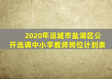 2020年运城市盐湖区公开选调中小学教师岗位计划表