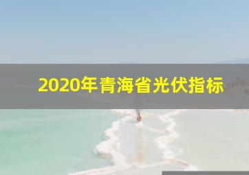 2020年青海省光伏指标