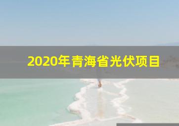 2020年青海省光伏项目