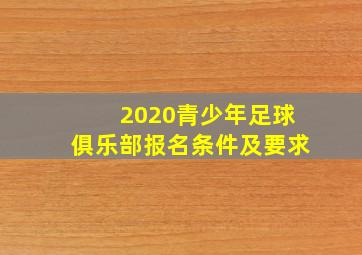 2020青少年足球俱乐部报名条件及要求