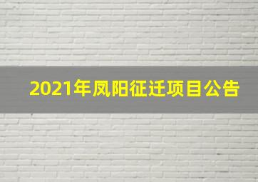 2021年凤阳征迁项目公告