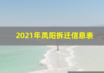 2021年凤阳拆迁信息表