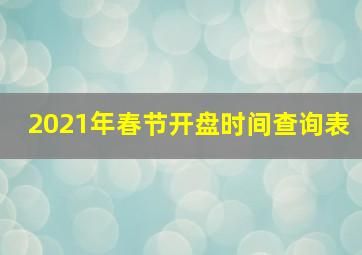 2021年春节开盘时间查询表