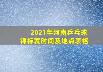 2021年河南乒乓球锦标赛时间及地点表格