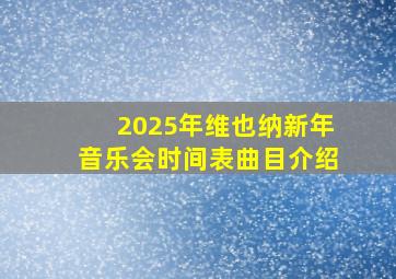 2025年维也纳新年音乐会时间表曲目介绍