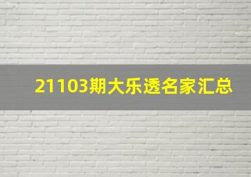 21103期大乐透名家汇总