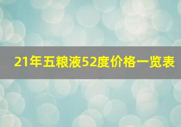 21年五粮液52度价格一览表