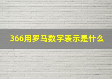 366用罗马数字表示是什么