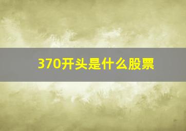 370开头是什么股票