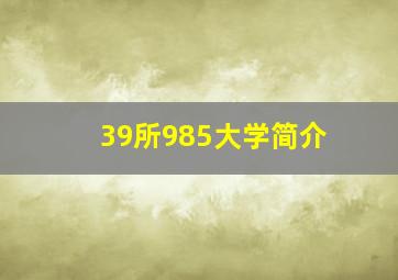 39所985大学简介