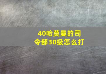 40哈莫曼的司令部30级怎么打