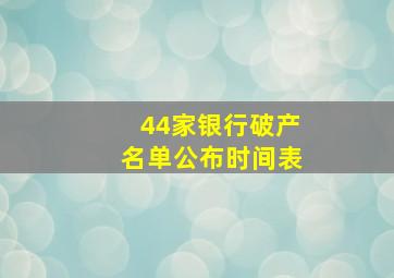 44家银行破产名单公布时间表