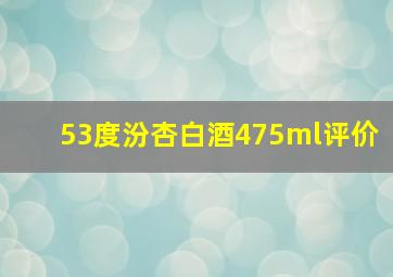 53度汾杏白酒475ml评价