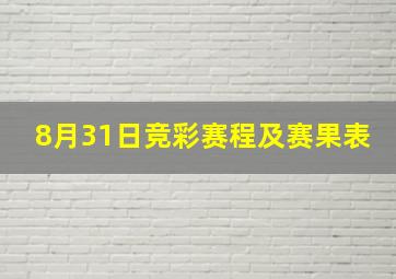 8月31日竞彩赛程及赛果表