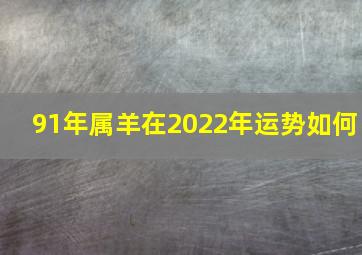 91年属羊在2022年运势如何