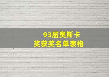 93届奥斯卡奖获奖名单表格