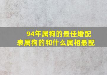 94年属狗的最佳婚配表属狗的和什么属相最配