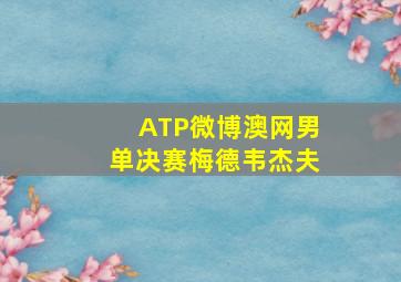 ATP微博澳网男单决赛梅德韦杰夫