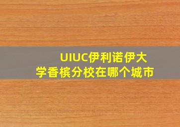 UIUC伊利诺伊大学香槟分校在哪个城市