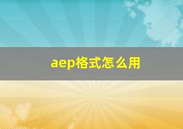 aep格式怎么用