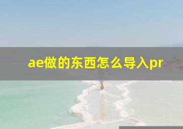 ae做的东西怎么导入pr