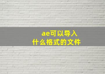 ae可以导入什么格式的文件