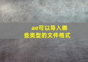 ae可以导入哪些类型的文件格式