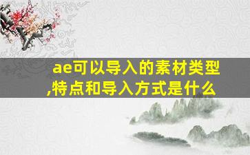 ae可以导入的素材类型,特点和导入方式是什么