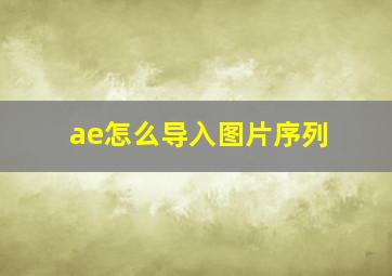 ae怎么导入图片序列