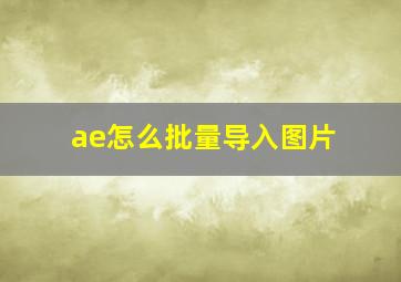 ae怎么批量导入图片