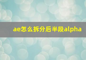 ae怎么拆分后半段alpha