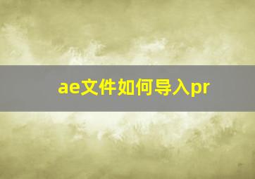 ae文件如何导入pr