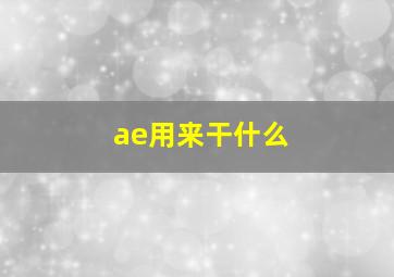 ae用来干什么