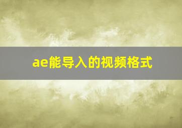 ae能导入的视频格式