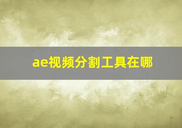 ae视频分割工具在哪